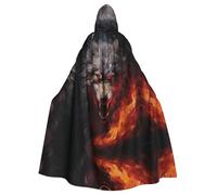 QAZWZML Wolves in the Flame Roar Patterned adult hooded cape, unisex cosplay cape, suitable for Halloween, carnivals, and festival parties.