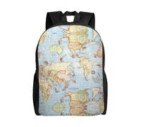 QAZWZML World Map prints men's and women's large laptop backpacks with compartments, waterproof travel backpacks, durable Oxford bags