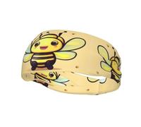 QAZWZML Yellow bee prints headbandsweat absorbing and breathable neutral strap, suitable for gym and outdoor activities