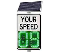 QAZXDRFG 20"x27"/24"x35" Solar Powered Radar Speed Limit Sign - L-ED Detective Display, Freeway Adjustable speed monitor, Rust Proof Aluminum Material (White, 24"x35")