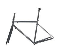 QAZXDRFG 700C Road Bike Frameset 44cm 47cm 50cm 53cm 56cm Bike Frame Cr-Mo Steel C Brake/Rim Brake Frame Carbon Fiber Fork Quick Release Frame F100mm R130mm QR BSA BB68mm(Gray B,53cm)