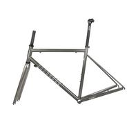 QAZXDRFG 700C Road Bike Frameset 44cm 47cm 50cm 53cm 56cm Bike Frame Cr-Mo Steel C Brake/Rim Brake Frame Carbon Fiber Fork Quick Release Frame F100mm R130mm QR BSA BB68mm(Gray A,47cm)