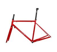 QAZXDRFG 700C Road Bike Frameset 44cm 47cm 50cm 53cm 56cm Bike Frame Cr-Mo Steel C Brake/Rim Brake Frame Carbon Fiber Fork Quick Release Frame F100mm R130mm QR BSA BB68mm(Red,56cm)
