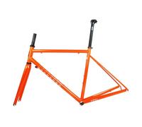 QAZXDRFG 700C Road Bike Frameset 44cm 47cm 50cm 53cm 56cm Bike Frame Cr-Mo Steel C Brake/Rim Brake Frame Carbon Fiber Fork Quick Release Frame F100mm R130mm QR BSA BB68mm(Orange,50cm)