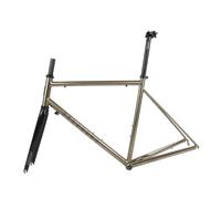 QAZXDRFG 700C Road Bike Frameset 44cm 47cm 50cm 53cm 56cm Bike Frame Cr-Mo Steel C Brake/Rim Brake Frame Carbon Fiber Fork Quick Release Frame F100mm R130mm QR BSA BB68mm(Brushed Silver,44cm)