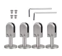 QAZXDRFG Clamp Stainless Steel Glass Support Bracket Fit for 6-12mm Thickness, Set of 4 Clamp, Ground Floor Support Post Bracket, for Staircase,Shower Door,60mm high,10~12mm