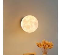QAZXDRFG Dimmable Moon Wall Sconce Hardwired Modern LED Wall Light 3D Printing Moon Kids Bedroom Wall Mounted Lamp Round Frosted Ball Bedside Wall Lighting for Living Room Hallway Restaurant