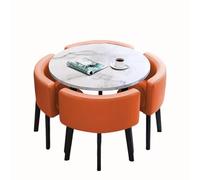 QAZXDRFG Dining Room Table and Chairs Set of 4 Marble Round Negotiation Table with Four Cushioned Chairs Space-Saving, Suitable for Office Living Room and Dining Room 1 31.5 * 29.5in