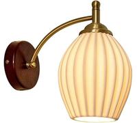 QAZXDRFG Glass Wall Sconce Mid Century Farmhouse Wall Light Fixtures Gooseneck Milk Ceramic Wall Mounted Brushed Gold Nordic Antique Vintage Wood Wall Lamp for Bedroom Living Room Bedside Kitchen