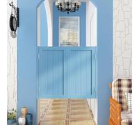 QAZXDRFG Interior Swinging Doors for Doorway, Modern Solid Wood Swing Door Cafe 31.5~51.2 inch Wide Saloon with Metal Hinges, Two-Way Open Half House Kitchen Bar(Blue,W115xH100cm(45.3