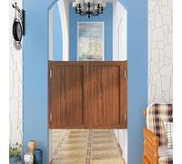 QAZXDRFG Interior Swinging Doors for Doorway, Modern Solid Wood Swing Door Cafe 31.5~51.2 inch Wide Saloon with Metal Hinges, Two-Way Open Half House Kitchen Bar(Brown,W125xH100cm(49.