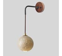 QAZXDRFG Marble Stone Wall Sconce Globe LED Wall Mounted Light Fixture Wood Modern Mid Century Sconce Hanging Nordic Antique Vintage Wall Lamp for Bedroom Living Room Farmhouse Hallway Kitchen