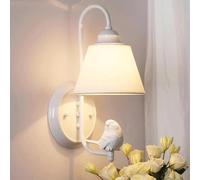 QAZXDRFG Modern Farmhouse Wall Sconce Fabric Shade Birds Decor Clear Glass Vintage Green Wall Mounted Lamp Nordic White Indoor Wall Light Fixtures for Bedroom Living Room Dining Room Headboard