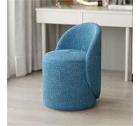 QAZXDRFG Modern Ottoman Vanity Chair Sherpa Accent Chair Faux Lamb Makeup Chair with Soft Padded 360° Swivel Barrel Chair for Living Room Long-Lasting(Blue)