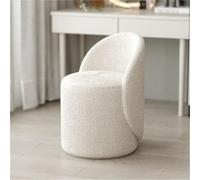 QAZXDRFG Modern Ottoman Vanity Chair Sherpa Accent Chair Faux Lamb Makeup Chair with Soft Padded 360° Swivel Barrel Chair for Living Room Long-Lasting(White)