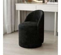 QAZXDRFG Modern Ottoman Vanity Chair Sherpa Accent Chair Faux Lamb Makeup Chair with Soft Padded 360° Swivel Barrel Chair for Living Room Long-Lasting(Black)