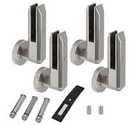 QAZXDRFG Side Mount Balustrade Spigots, 304 Stainless Steel Glass Black Clamps Compatible with 10-12.7mm (3/8" to 1/2") Panels, Deck, Stair & Pool Fence Railing Brackets,Silver,4 Pack