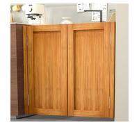 QAZXDRFG Solid Wood Saloon Doors Porch Stairs Cafe Door with Stainless Steel Hinges Entrance Partition Two-Way Swing Half for Kitchen Bar Cellar(Yellow-Brown,W76*H90cm)