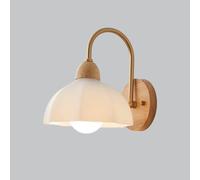 QAZXDRFG Vintage Milk Glass Wall Sconce Light for Kids Bedroom Flower Shade Rustic Wood Wall Mount Light Fixtures Gooseneck Nordic Modern Wall Lamp for Bedside Living Room Porch Entrance