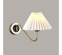 QAZXDRFG Vintage Pleated Fabric Shade Wall Lamp Gold Nordic White Wall Sconce Mid Century Modern Wall Light Fixtures Industrial Farmhouse Wall Mounted for Children Bedroom Living Room Dining Room