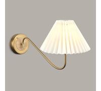 QAZXDRFG Vintage Pleated Fabric Shade Wall Lamp Gold Nordic White Wall Sconce Mid Century Modern Wall Light Fixtures Industrial Farmhouse Wall Mounted for Children Bedroom Living Room Dining Room