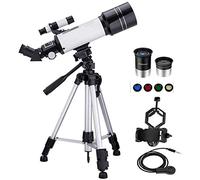 Qazxsw Telescopes Astronomy Portable Monocular Telescope with Adjustable Tripod & Phone Adapter & 4 Moon Filter, Refractor Telescope for Kids Adult