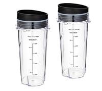 QB3001SS Blender Cups for Ninja Replacement 16oz, Fit Compact Personal Blender with Lids- 2 Pack.