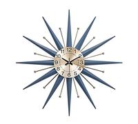 QBCNM Mid-Century Metal Wall Clock, Large Starburst Decoration Clock for Living Room, Bedroom, Office, 3D Battery Powered Silent Clock,S