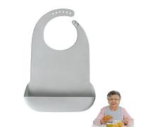 QBDIANGEN Waterproof Adult Bib, Silicone Clothing Protector, Washable Eating Bib, Adjustable Dirty-proof Apron with Pocket for Elderly Senior, Adult (Grey)