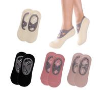 QBEJIME 4 Pairs Pilates Socks For Women Non Slip, Grip Yoga Socks, For Women Non Slip, Reformer Pilates Sock With Straps For Fitness, Ballet, Home Workout