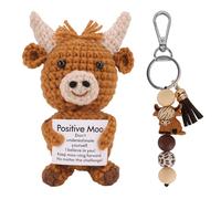 QBEJIME Highland Cow Gifts For Women, Positive Crochet Animals, Cow Keyring, Positive Gifts, Emotional Support Funny Creative Cute Cheer Up Keepsake Gift For Friends, Student, Christmas