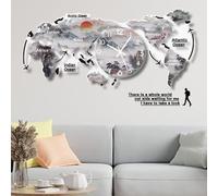 QBHTJZBYH World Map Wall Clock Nordic Modern Minimalist Decor Silent Hanging Acrylic Clock- For Home Living Room Office Cafe Hotel(120 * 55cm)