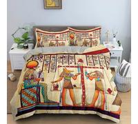 QBIDCSX Bedding Double Bed Set Ancient Egypt Bedding Double Bed Set - Microfibre Quilt Cover 230x220 cm - Comforter Cover with 2 Pillowcases(Double)