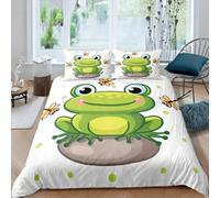 QBIDCSX Bedding Double Bed Set Green frog Bedding Double Bed Set - Microfibre Quilt Cover 230x220 cm - Comforter Cover with 2 Pillowcases(Double)