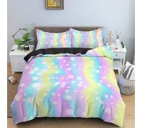 QBIDCSX Bedding Double Bed Set Rainbow Bedding Double Bed Set - Microfibre Quilt Cover 230x220 cm - Comforter Cover with 2 Pillowcases(Double)