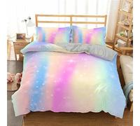 QBIDCSX Bedding Double Bed Set Rainbow Ultra Soft Hypoallergenic Double Duvet Cover Set Include 1 Quilt Cover with Zipper Closure + 1pillowcases 50x75 cm