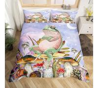 QBIDCSX Bedding Double Duvet Set Green frog Bedding Double Bed Set - Microfibre Quilt Cover 230x220 cm - Comforter Cover with 2 Pillowcases(Double)