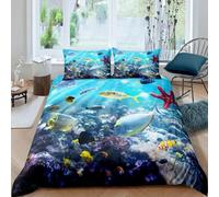 QBIDCSX Bedding Sets Single Under the Sea Bedding Sets Single Koala Duvet Cover 200x200cm with Zipper Closure, Hypoallergenic Quilt Cover with 2 Pillowcase for Boys Kids Girls