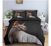 QBIDCSX Duvet Cover Double Sphynx Cat Fluffy Soft Double Duvet Cover with Zipper Closure Hypoallergenic Quilt Covers with 2 Pillowcases19.7 x 29.5"(50x75 cm)