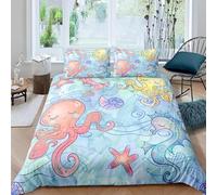 QBIDCSX Duvet Cover Single Ocean theme Duvet Covers Single 110gsm Brushed Microfibre - Ultra Soft Cozy Duvet Cover Hypoallergenic,Printed Bed ding with Zip and 1 Pillowcases