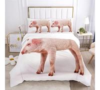 QBIDCSX Duvet Cover Single Pink Pig Duvet Covers Single 110gsm Brushed Microfibre - Ultra Soft Cozy Duvet Cover Hypoallergenic,Printed Bed ding with Zip and 1 Pillowcases