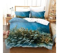 QBIDCSX Duvet Cover Single Under the Sea Duvet Covers Single 110gsm Brushed Microfibre - Ultra Soft Cozy Duvet Cover Hypoallergenic,Printed Bed ding with Zip and 1 Pillowcases