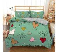 QBIDCSX King Size Duvet Cover Sets Hearts King Size Bedding Sets Patterned Bed ding 230x220 cm and 2 Pillowcases 50x75 cm with Zipper - Warm & Ultra Soft Brushed Microfiber