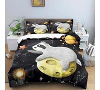 QBIDCSX King Size Duvet Cover Sets Sloths King Size Bedding Sets Patterned Bed ding 230x220 cm and 2 Pillowcases 50x75 cm with Zipper - Warm & Ultra Soft Brushed Microfiber