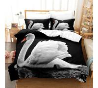 QBIDCSX King Size Duvet Cover Sets White swan King Size Bedding Sets Patterned Bed ding 230x220 cm and 2 Pillowcases 50x75 cm with Zipper - Warm & Ultra Soft Brushed Microfiber