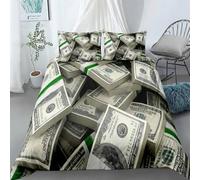 QBIDCSX King Size Duvet Set US dollar Bedding Set with Zipper Closure Breathable Hypoallergenic Microfiber Quilt Cover 90.5"x 86.6"(240x220 cm) + 2 Pillowcases 19.7"x 29.5"(50x75 cm)