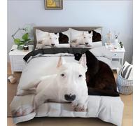 QBIDCSX Super King Duvet Set Bull Terrier Duvet Cover King Size Luxury Microfiber Bedding Set and 2 Pillowcases, Reversible Print Bed ding 102.3"x86.7" for Girls Boys
