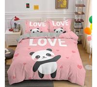 QBIDCSX Super King Duvet Set Panda Duvet Cover King Size Luxury Microfiber Bedding Set and 2 Pillowcases, Reversible Print Bed ding 102.3"x86.7" for Girls Boys