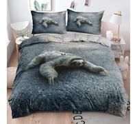 QBIDCSX Super King Duvet Set Sloth Bedding Set with Zipper Closure Microfiber Soft Breathable Duvet Cover 102.3x86.7 inch + 2 Matching Pillowcases 19x29 inch, for Adults Teenagers