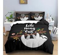 QBIDCSX Super King Size Duvet Cover Aldult Sloth Bedding Set with Zipper Closure Microfiber Soft Breathable Duvet Cover 102.3x86.7 inch + 2 Matching Pillowcases 19x29 inch, for Adults Teenagers